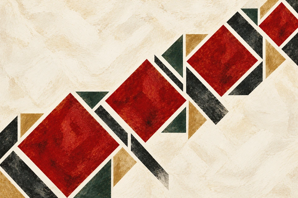 Картина «Восхождение ромбов — Русский орнамент» целиком без интерьера